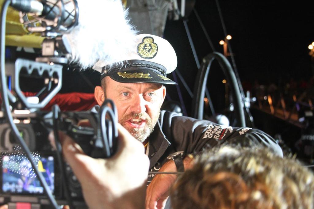 Ian Walker (Abu Dhabi) interviewed by media - Leg 4, Finish - Volvo Ocean Race © Richard Gladwell www.photosport.co.nz